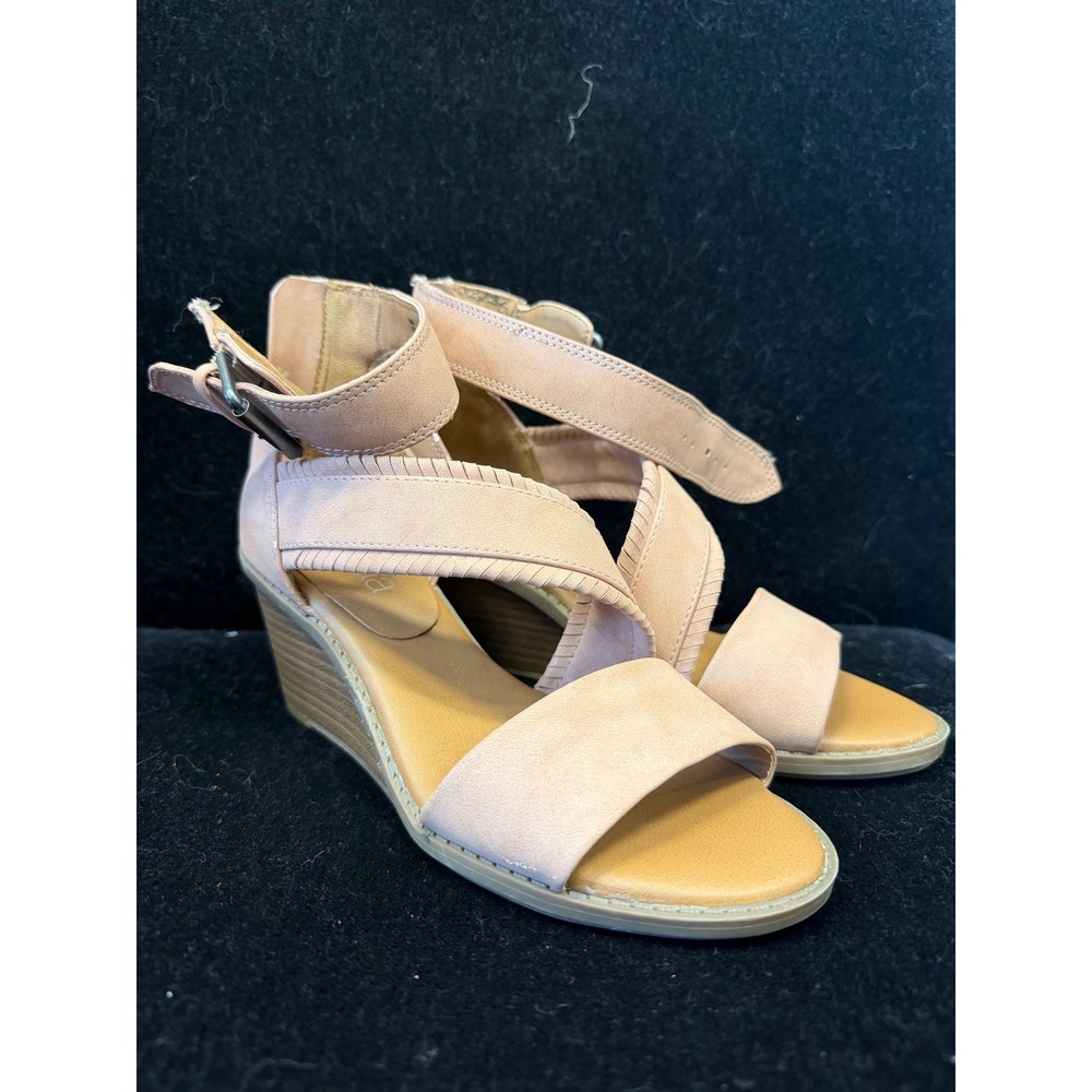 Dolcetta Delia Blush Pink Strappy Wedge Sandals Fringed Detail Size 6M